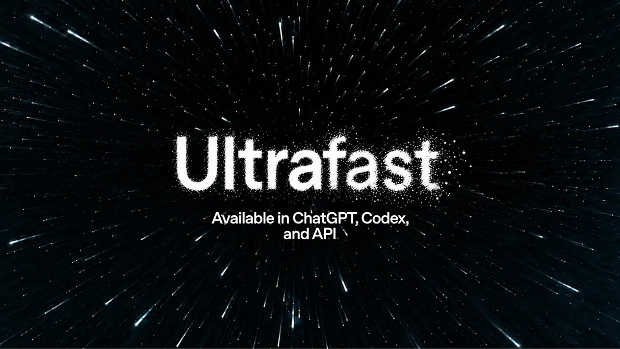 El rótulo Ultrafast sobre un fondo de estrellas en movimiento